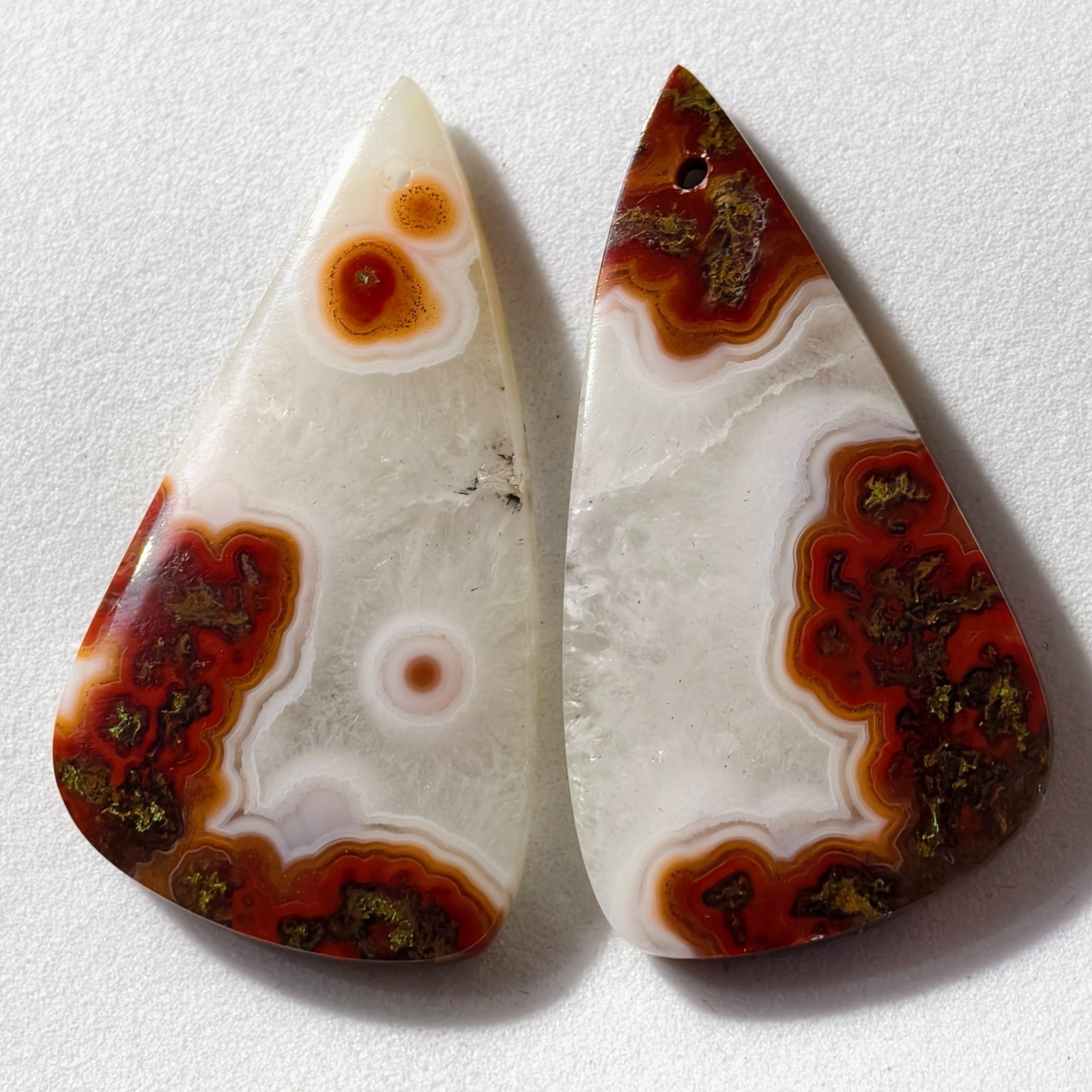 53 Cts Natural Seam Agate Drilled Match Pair Cabochon Gemstone 37.4 X 20.2 MM