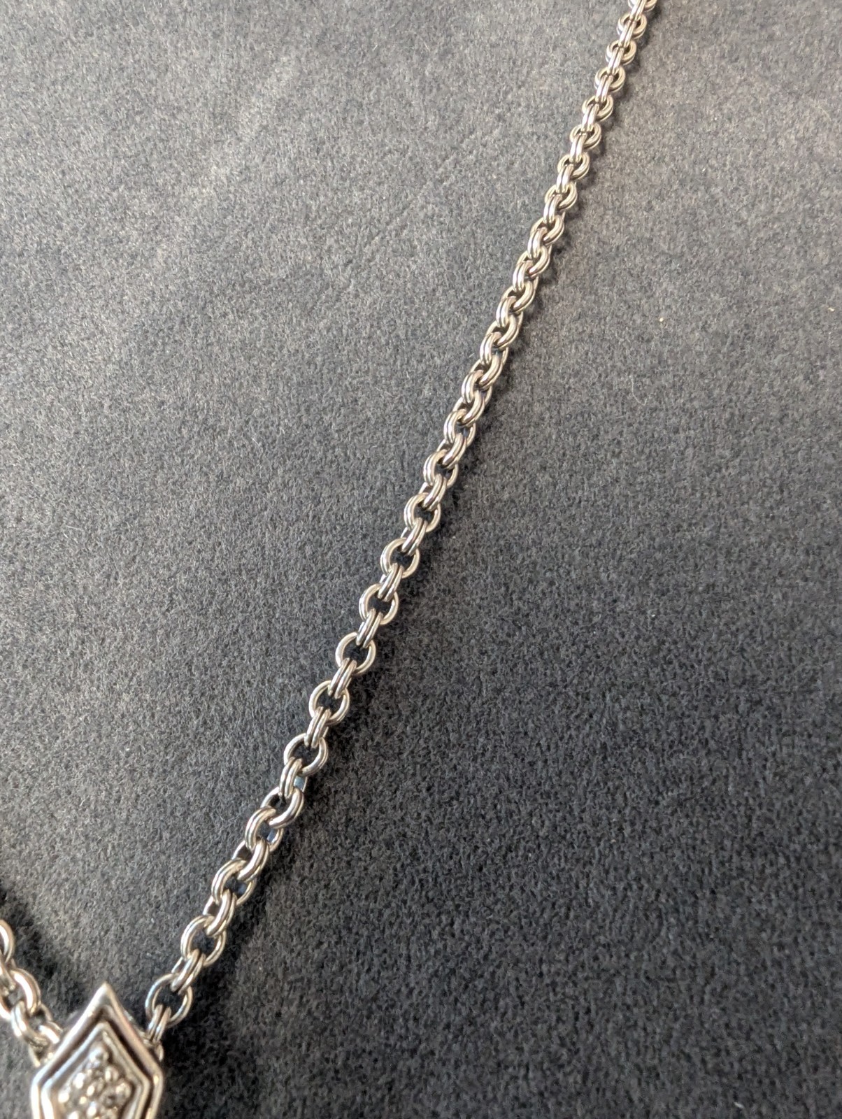 Scott Kay Sterling Silver Blue Stone Spinel? And Diamond Cushion Necklace