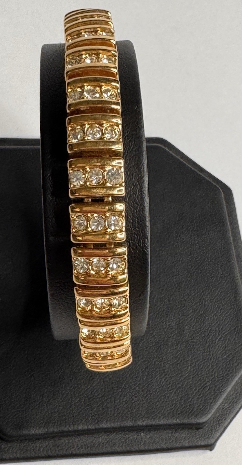 Nina Ricci Bracelet Gold Tone and Rhinestone Vintage Signed Excellent Condition