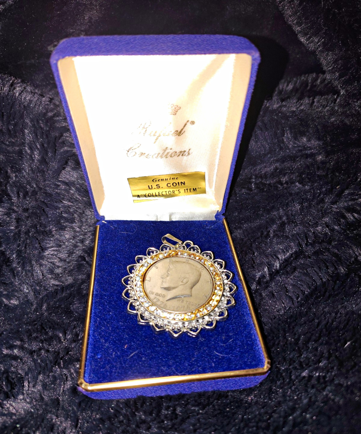 Mycoin Creations U.S. Coin Crystal Rim Round Pendant, Silver/Gold Tone