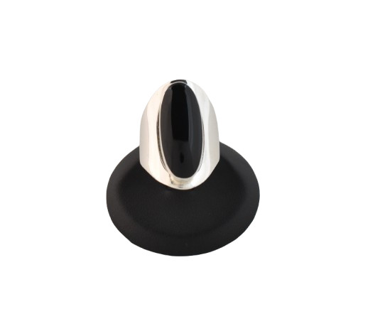 Oval Shaped Black Onyx Ring 925 Sterling Silver Large Statement Natural Gemstone