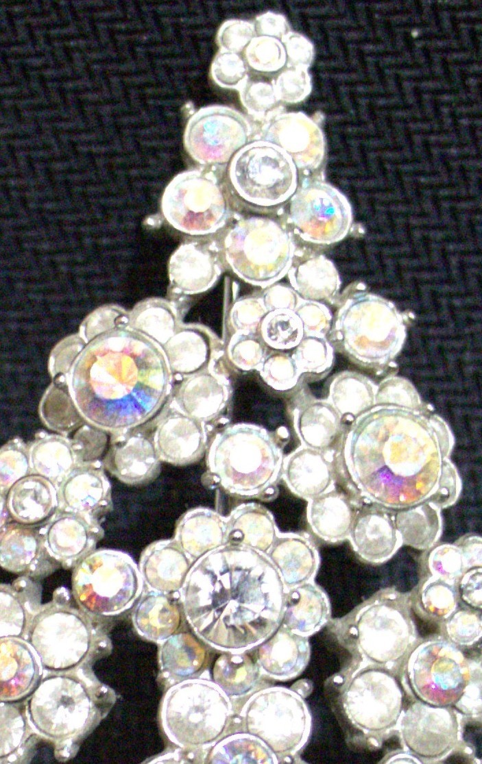 Kirks Folly Silver “Flora Danicia” Crystal Christmas Tree Pin/Brooch