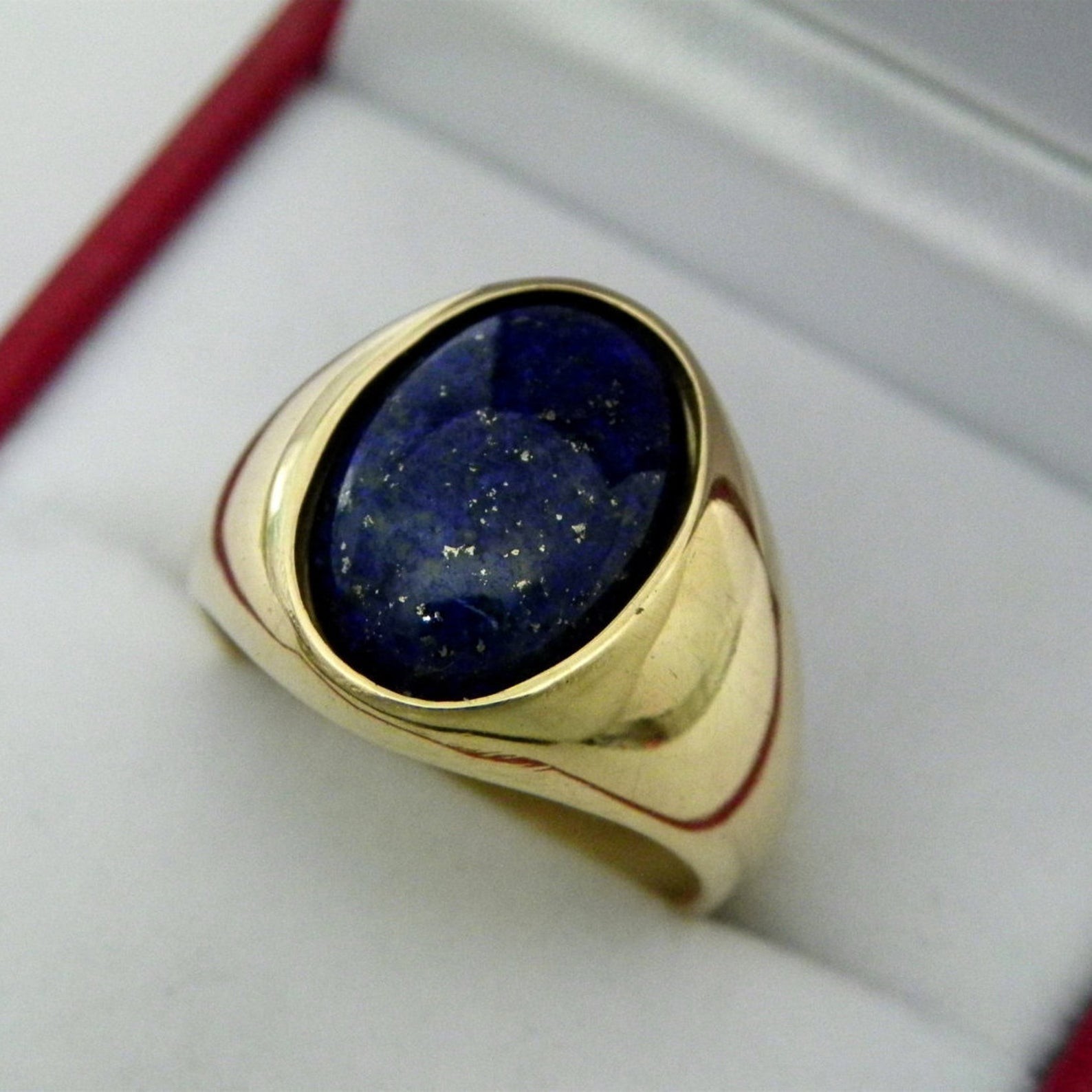 Solid 925 Sterling Silver Natural Lapis Lazuli Oval Cab Gemstone Gift Men’s Ring