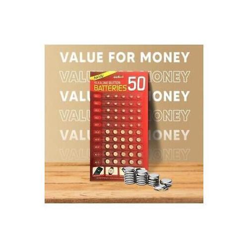50 X ASSORTED Watch Cell Batteries AG1 AG3 AG4 AG10 AG12 AG13 for Toys, Watches
