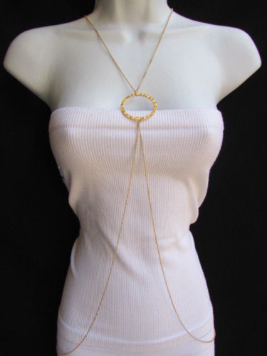 New Women Fashion Gold Classic Ring Metal Body Chain Jewelry Long Necklace Basic