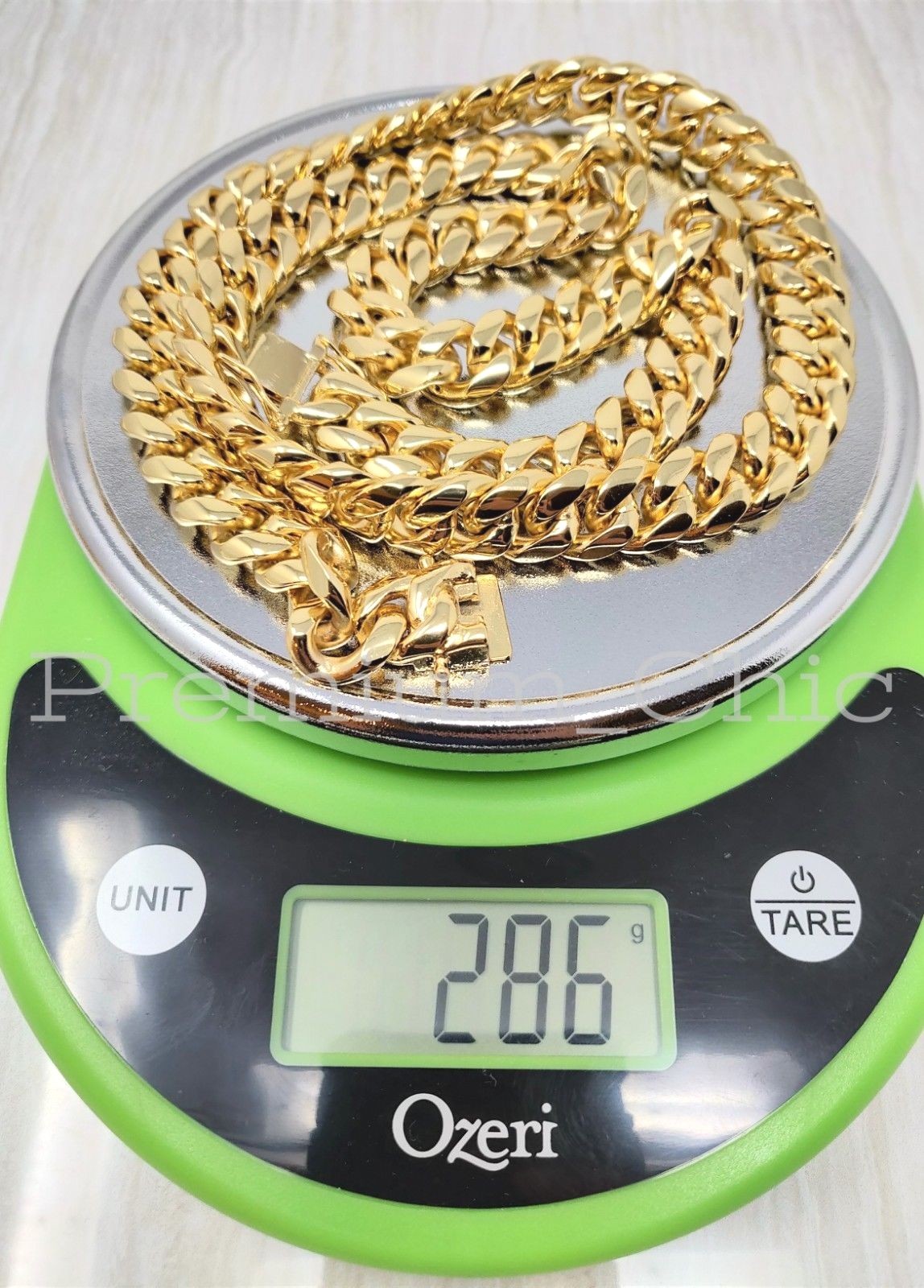 Mens Miami Cuban Link Chain HEAVY 18k or 14k Gold Plated Stainless Steel