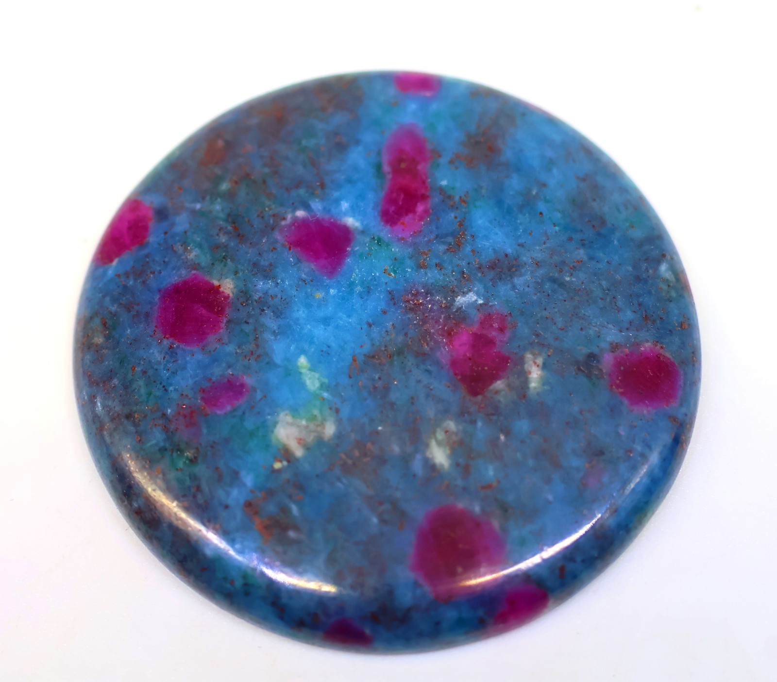 124 Ct 5X44X44 mm Natural Ruby Sapphire in Kyanite Round Cabochon Gems PA-613