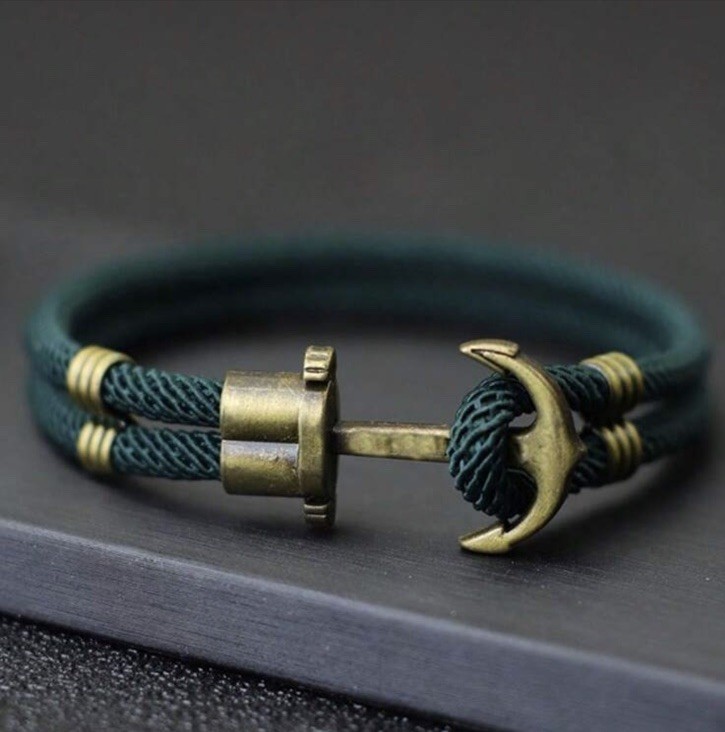 Nautical Anchor Rope Cord Bracelet Dangle Charm Hook Closure Multicolor 8.07in