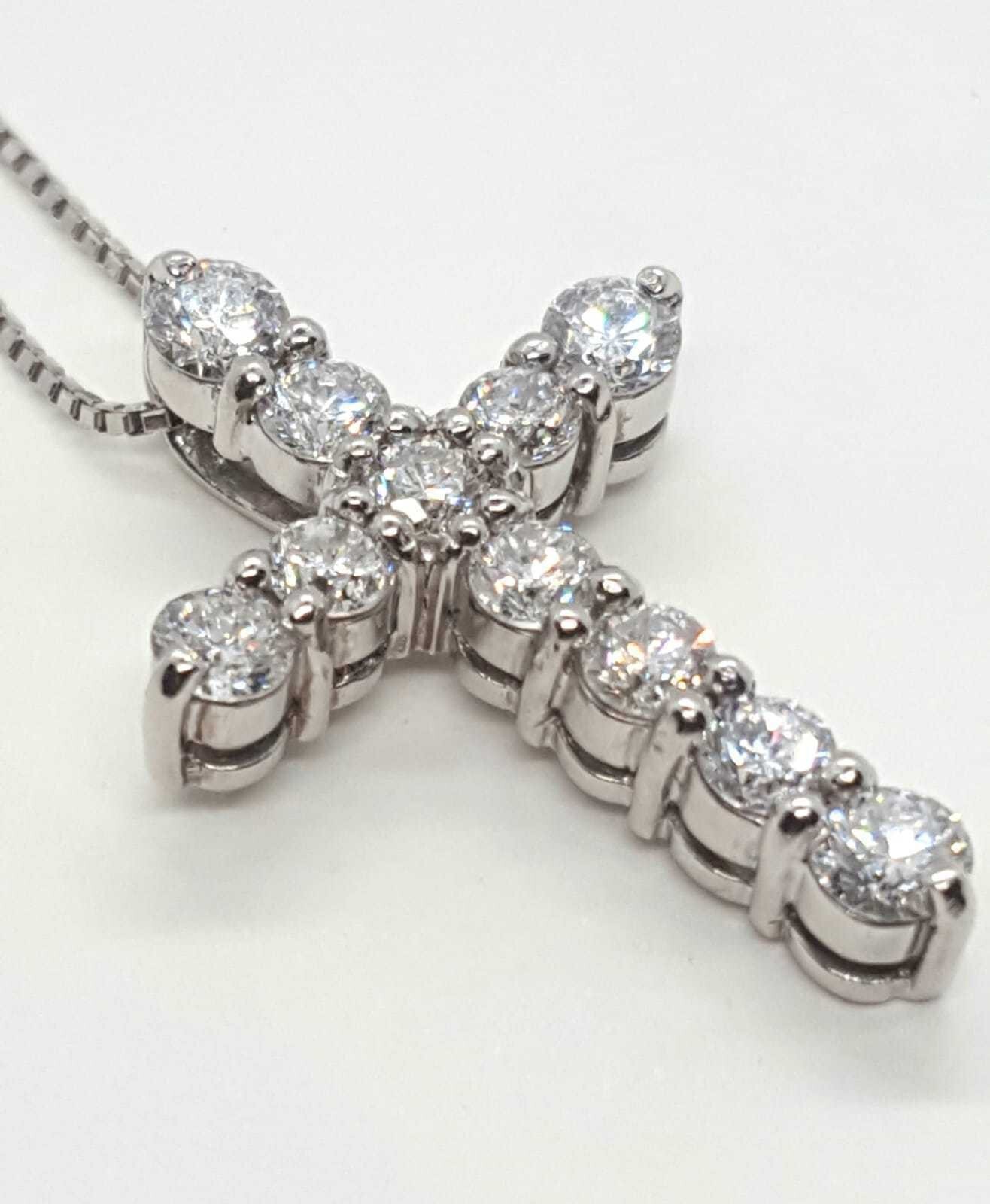 2.0 Ct Round Cut Lab Created Diamond Cross Women’s 14K White Gold Plated Pendant