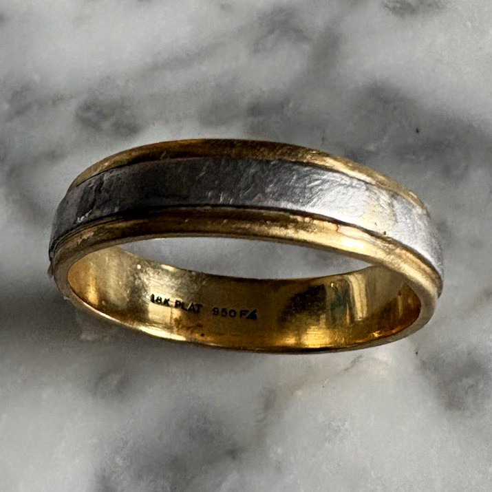 Kay Jewelers Signed 18k platinum Multi-Tone Gold Wedding Band Ring Size 10.5