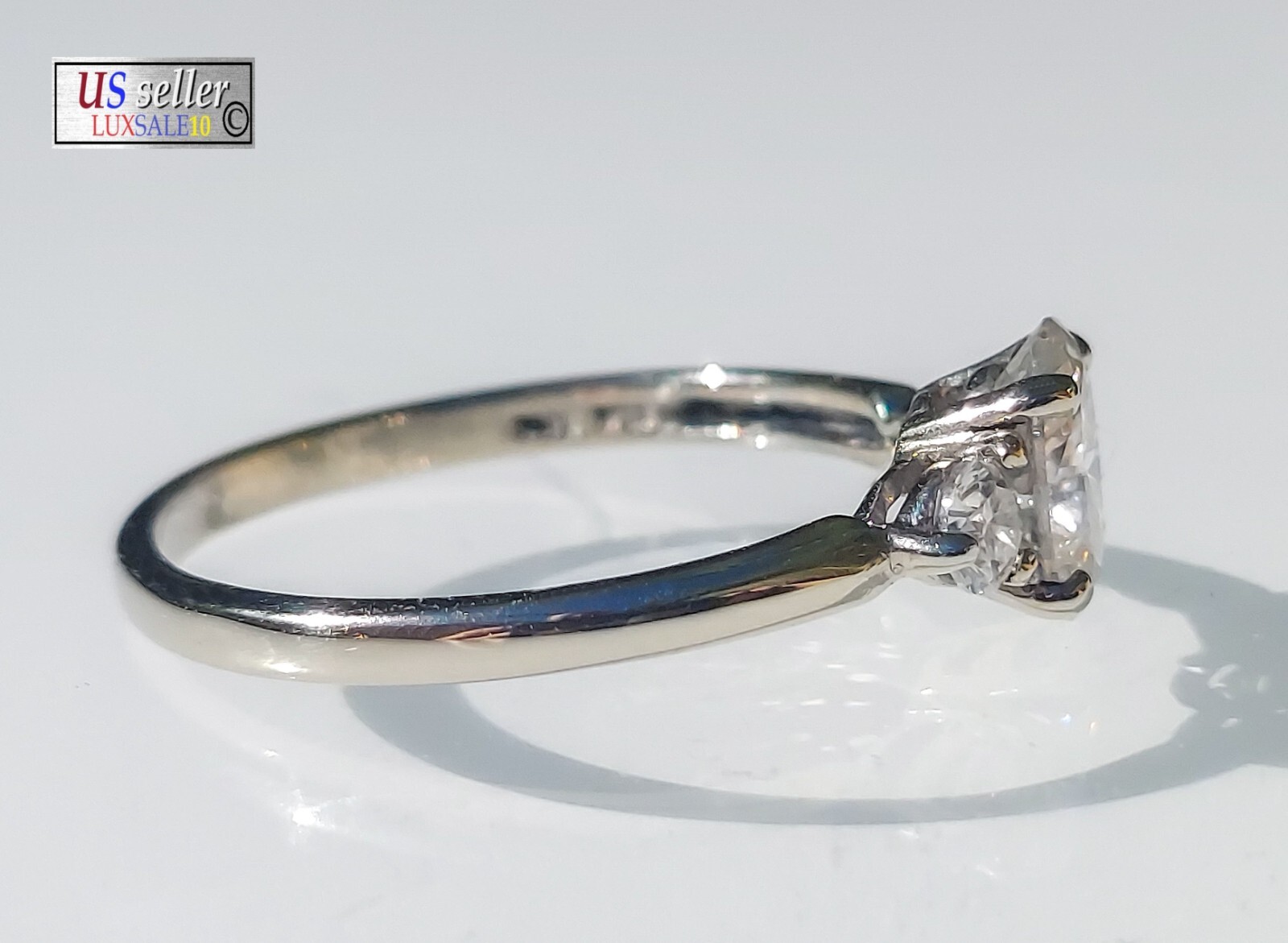 Estate ring ,10k gold ring ,1.4 carat certified ring. 3 stone ring
