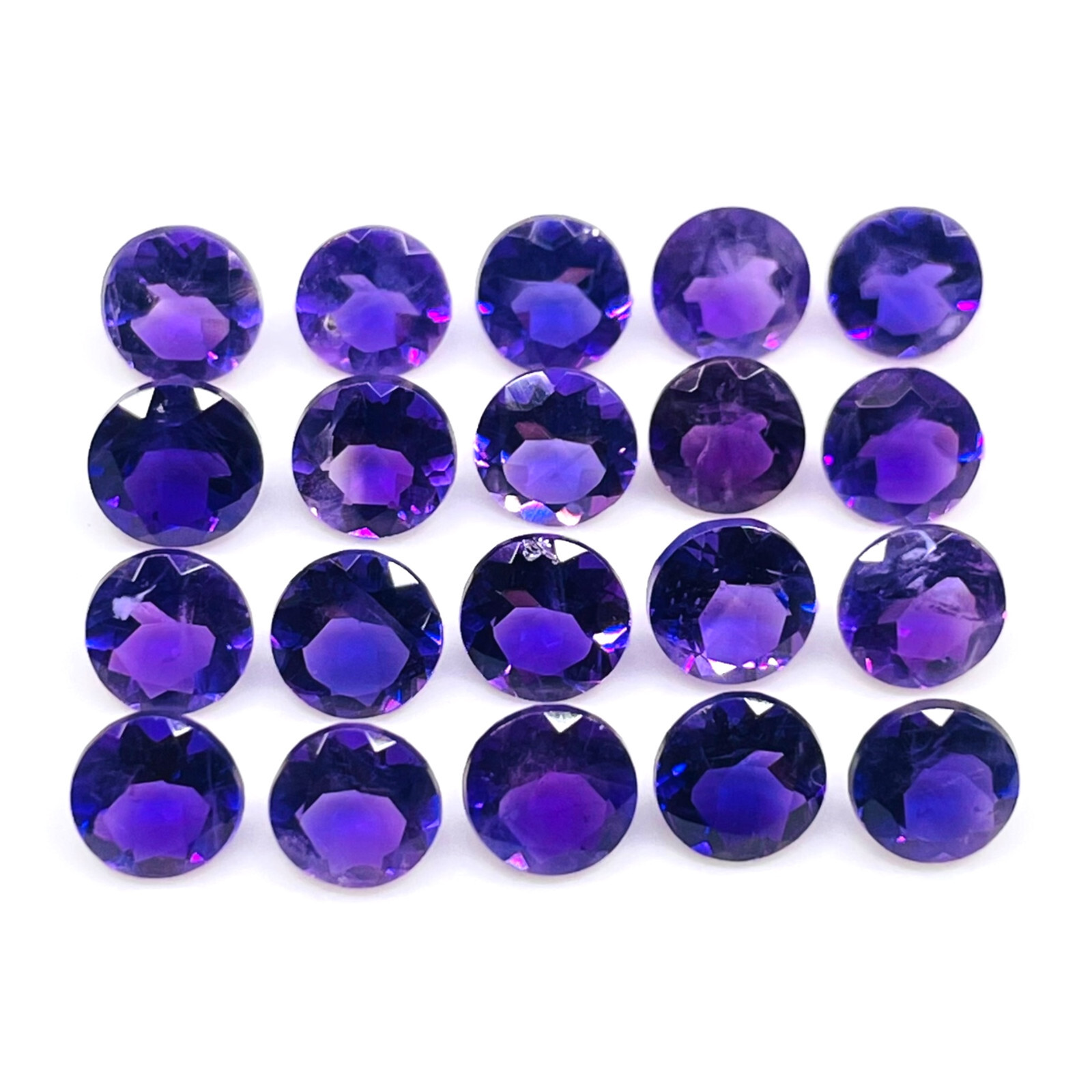 25 Pcs Natural Amethyst 5mm Round Cut Rich Purple Loose Untreated Gemstones Lot