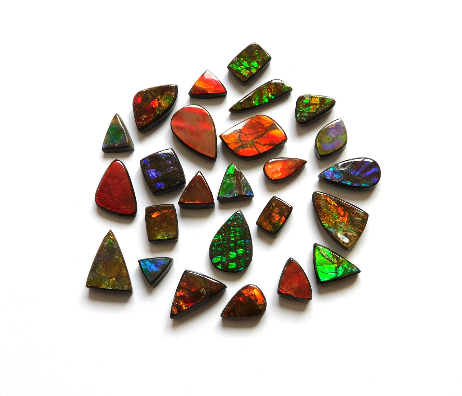 114.40 Cts Natural Ammolite 25 Pcs Lot Loose Cabochon Gemstone CN03