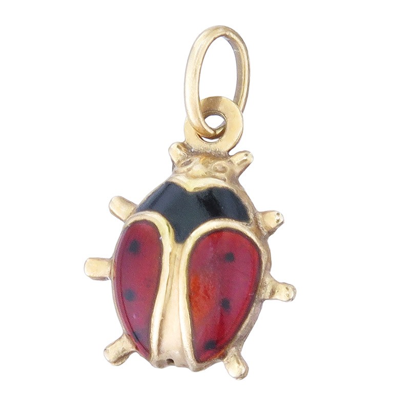 May Beetle Enamel Pendant 750 Yellow Gold Italy