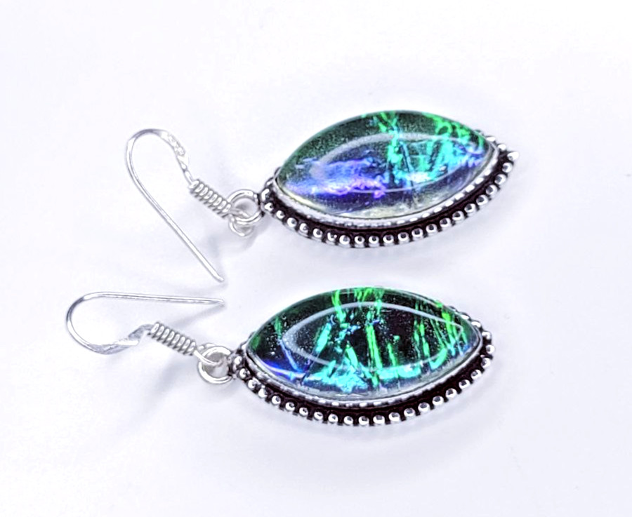 Australian Triplets Opal Gemstone 925 Sterling Silver Handmade Jewelry Earrings