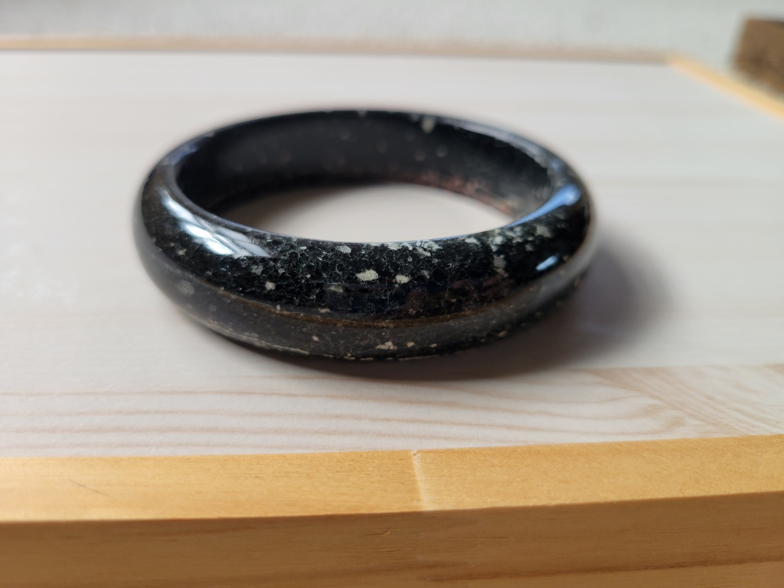Natural Snowflake Obsidian Bangle inner Diameter 60mm-61mm Black