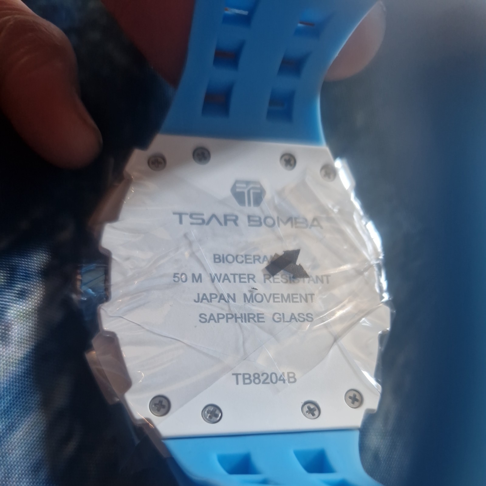 Tsar Bomba Elemental Chrono Watch Men 45mm Skeleton Dial White Blue TB8204B
