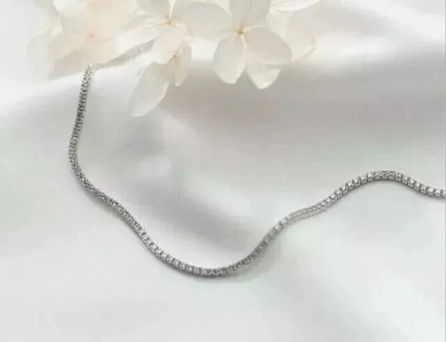 6Ct Round Cut Lab Created Diamond Women’s Tennis Necklace 14K White Gold Plated