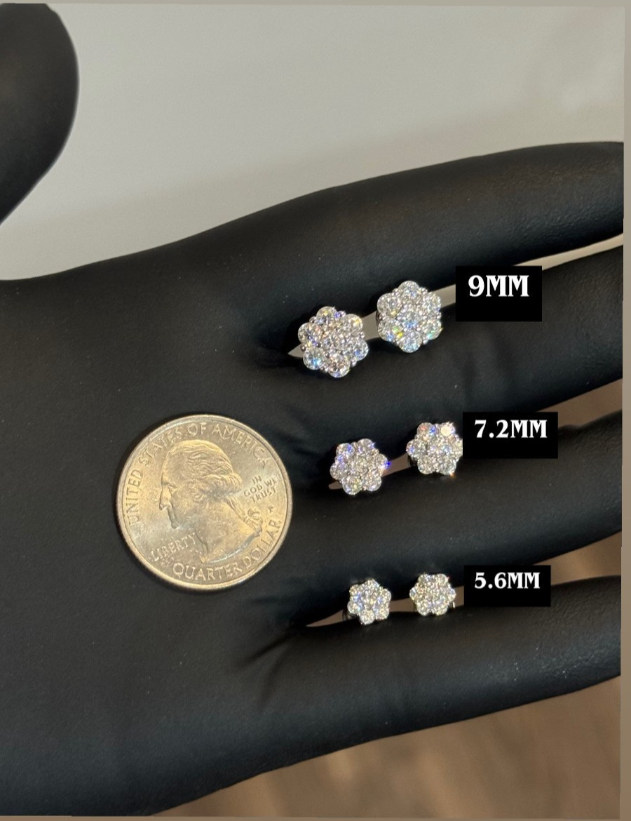 VVS1 Moissanite Cluster Flower Earrings 925 Silver Earrings For Men Women GRA