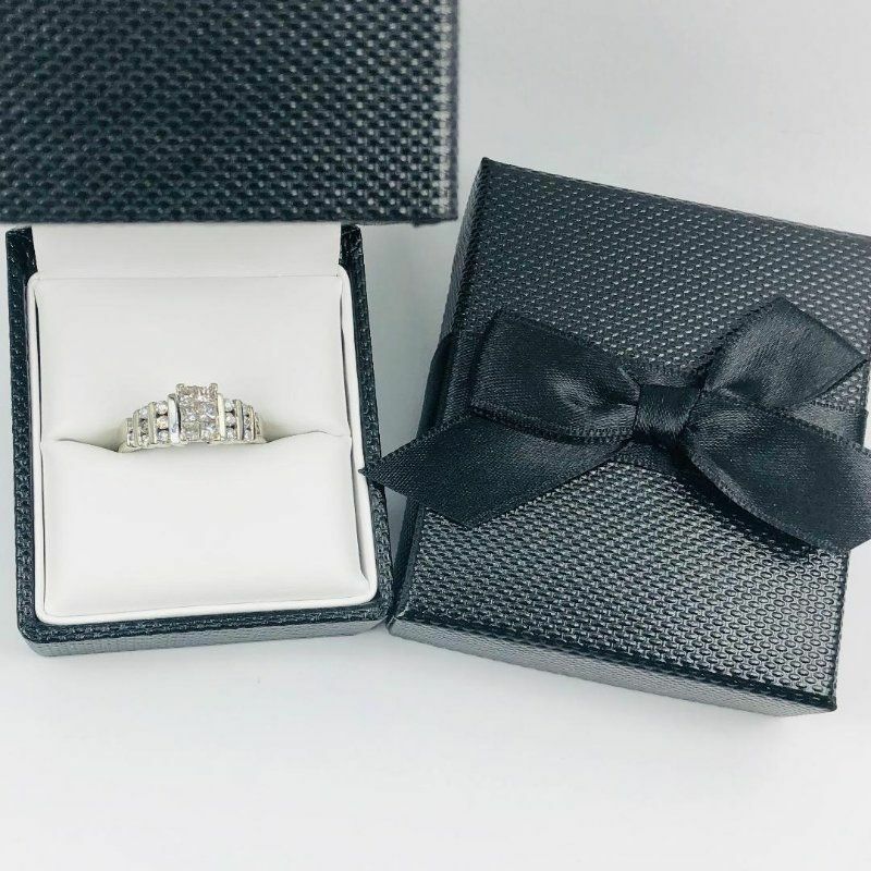 14K White Gold 1.00 Ct Princess Cut/Round Diamond Engagement Size 9 Ring