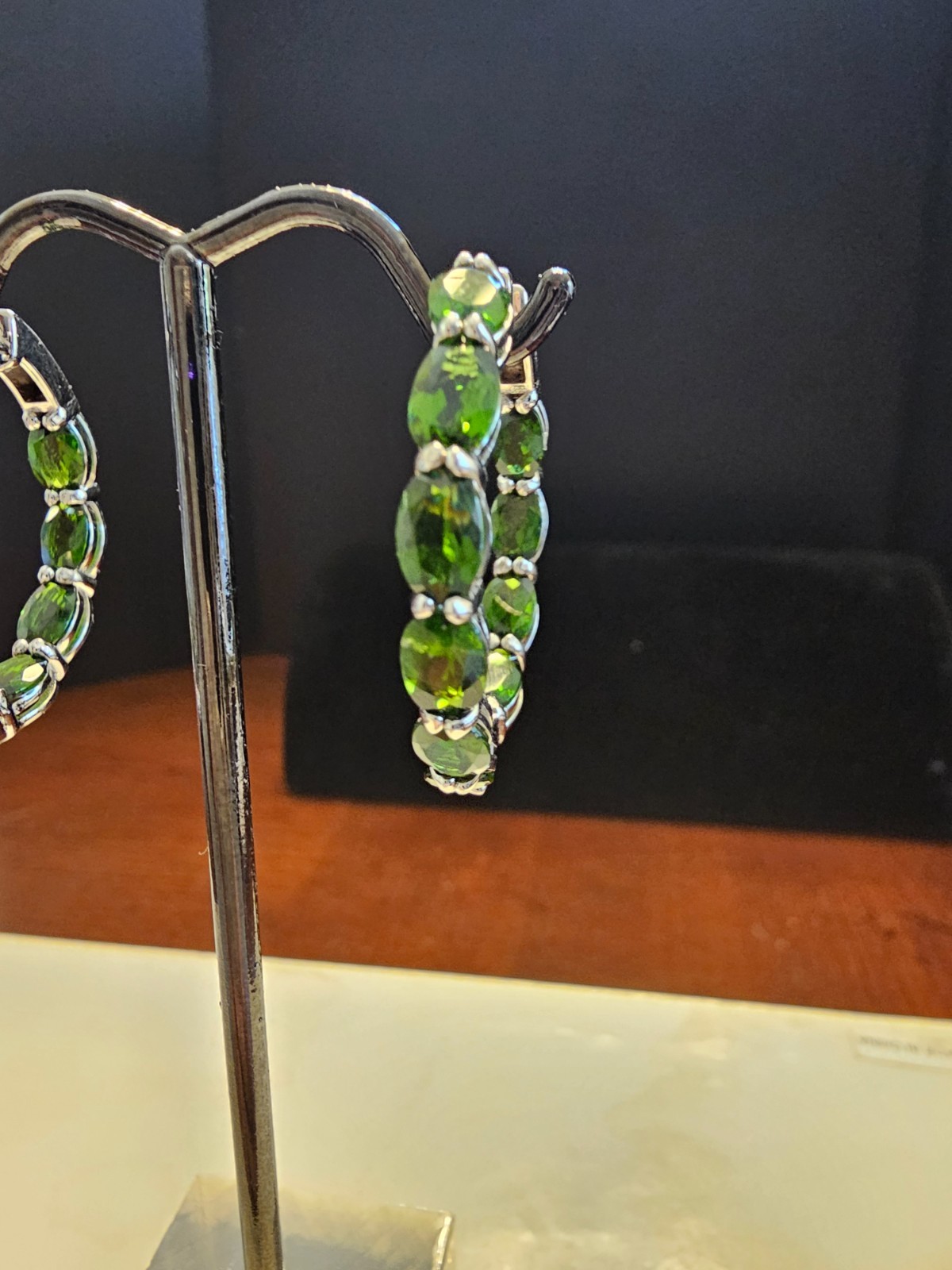 10.5 ctw Chrome Diopside Sterling Silver Inside Out Hoop Earrings