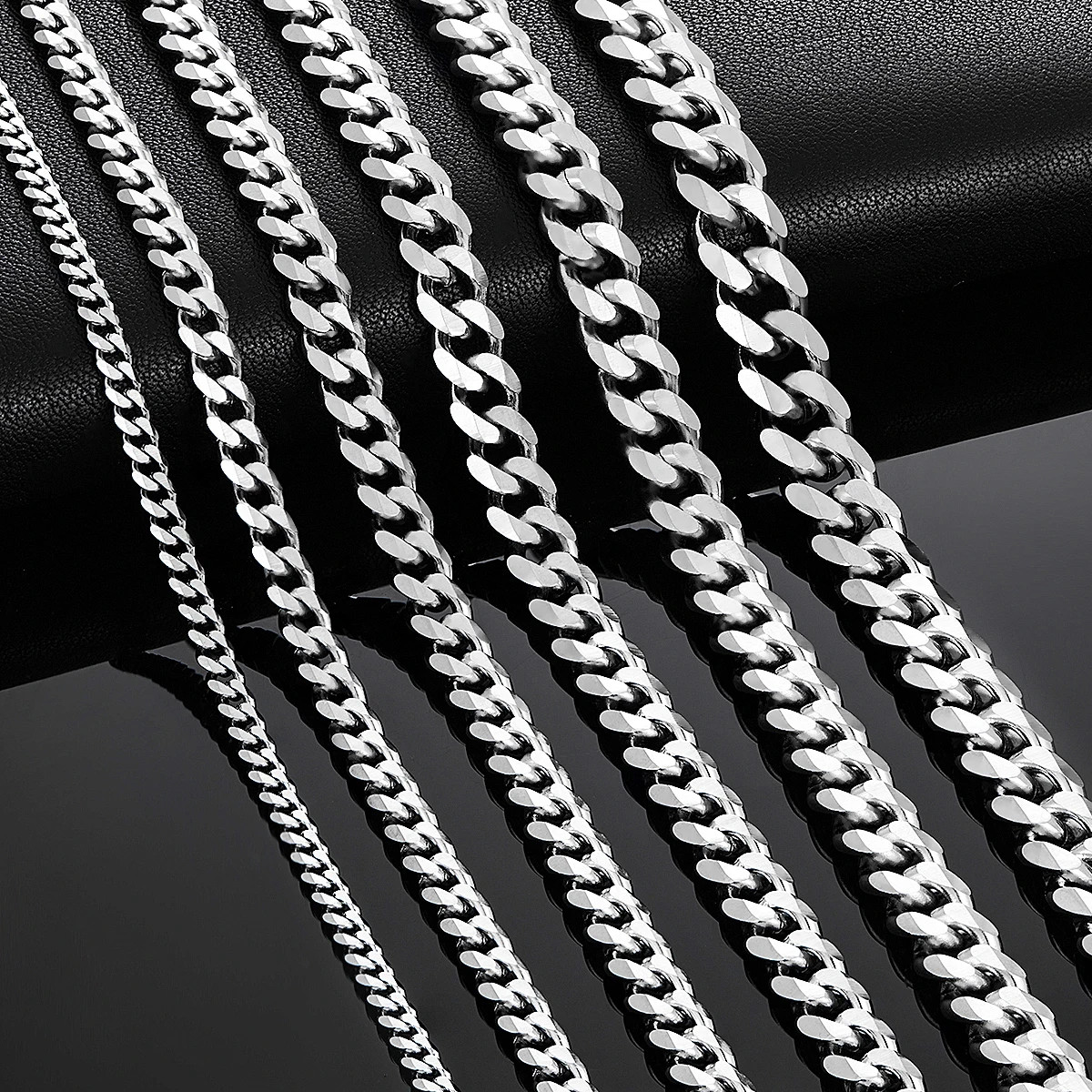 Mens Stainless Steel Cuban Link Chain Necklace Curb Silver Boy Choker 3mm-11mm