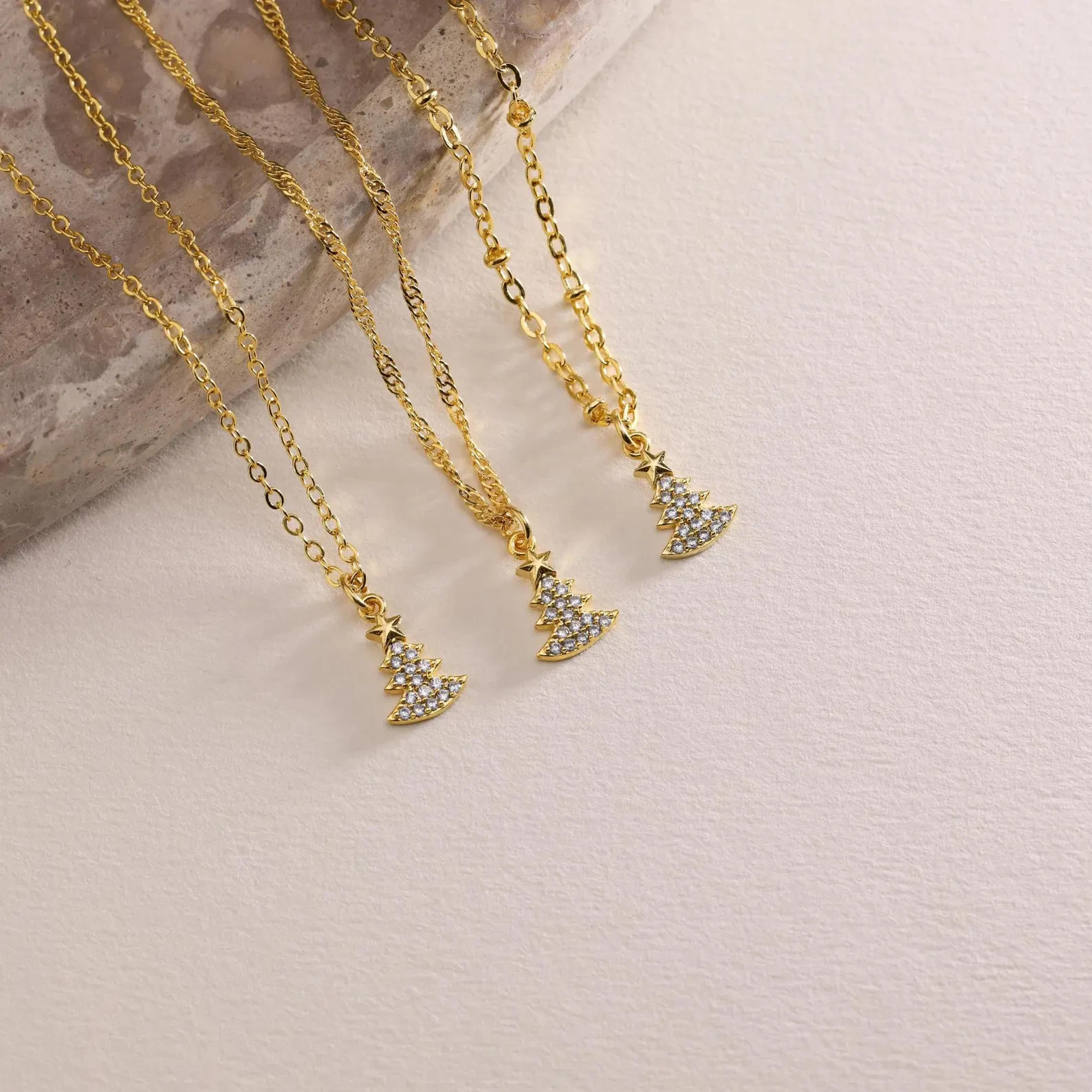 2 Ct Simulated Diamond Stunning Christmas Tree Pendant 14K Yellow Gold Plated
