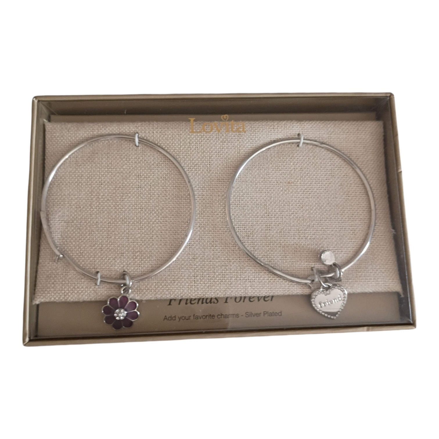 Lovita & Co Women’s Silver‑Plated Bracelet with “Friends Forever” Charm