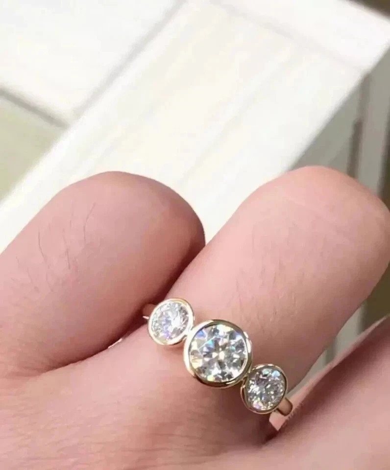 Lab-Created Diamond Women Statement Wedding Ring 14K Yellow Gold Plated