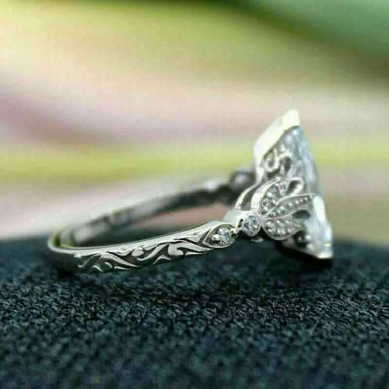 3Ct Lab Created VVS1 Diamond Engagement Ring 14K White Gold Finish