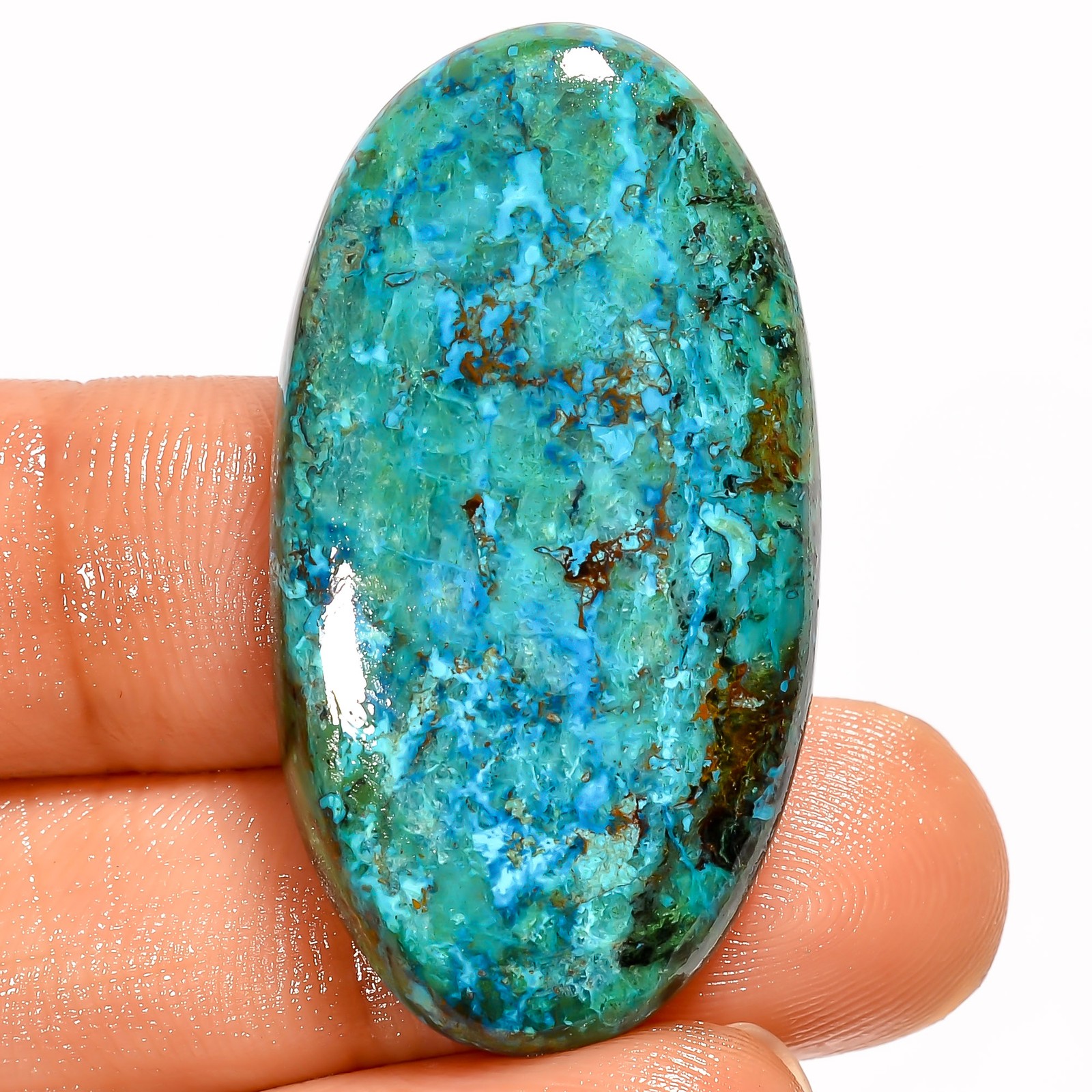 100% Natural Chrysocolla Oval Shape Cabochon Gemstone 45 Ct. 38X20X6 mm GC-42948