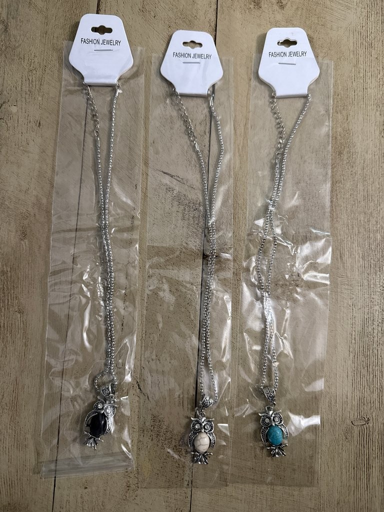 Set of Three Owl Pendant Fashion Necklaces