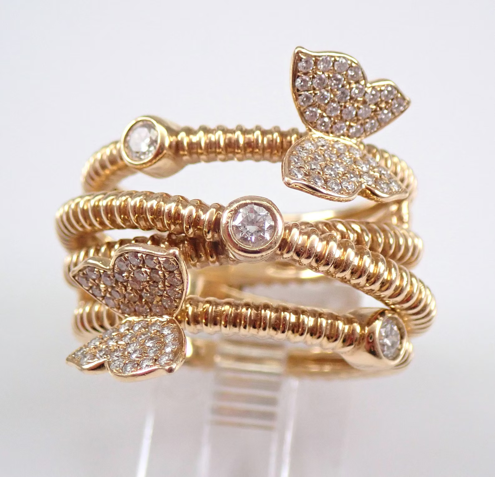 2Ct Round Moissanite Multi Row Crossover Engagement Ring 14k Yellow Gold Plated