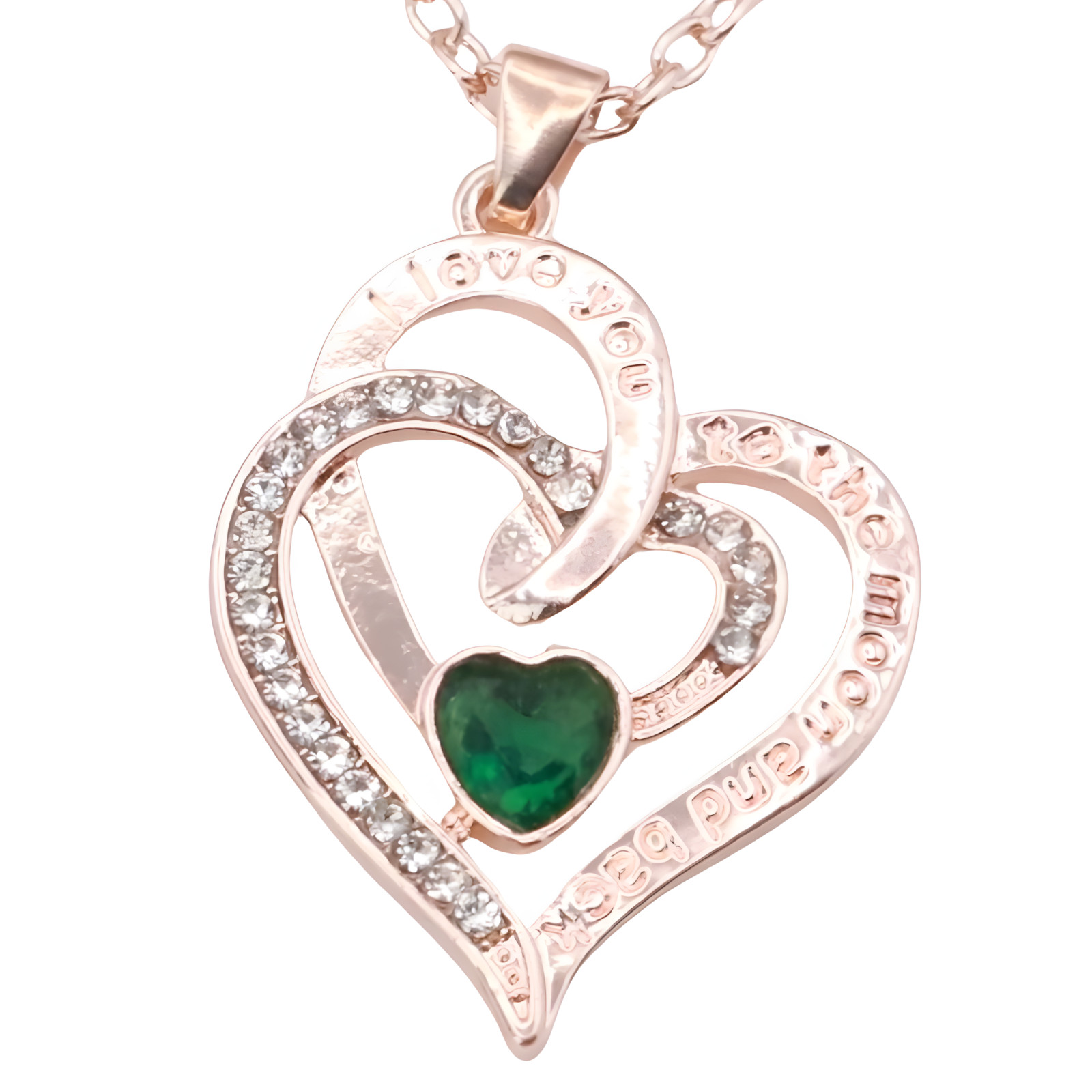 18K Gold Plated Zinc Alloy Chain Necklace with Crystal Rhinestones Green B306