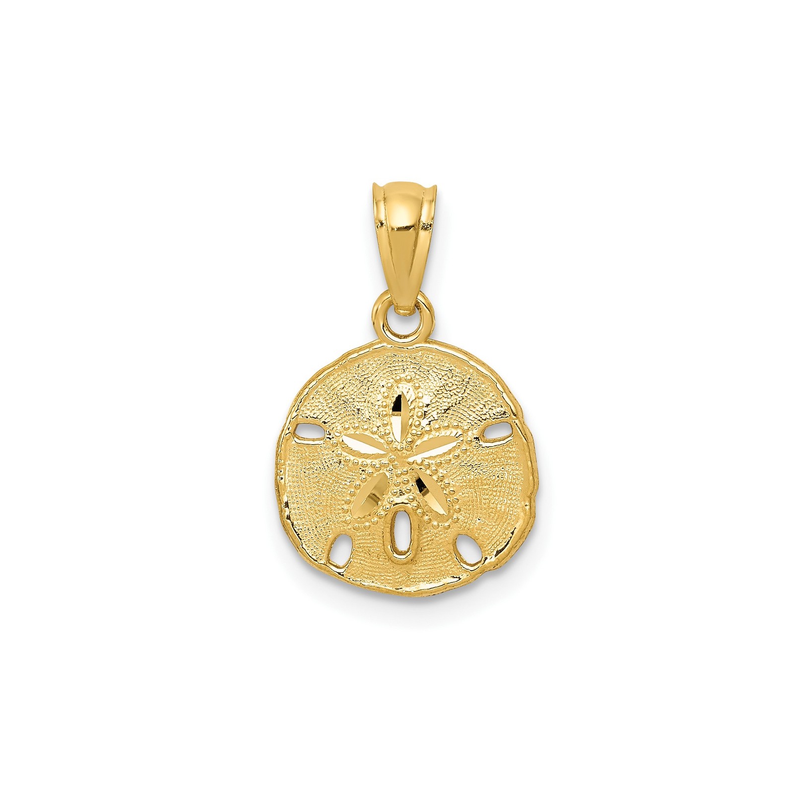10k Yellow Gold Solid Sand Dollar Pendant Nautical Ocean Charm Fine Jewelry