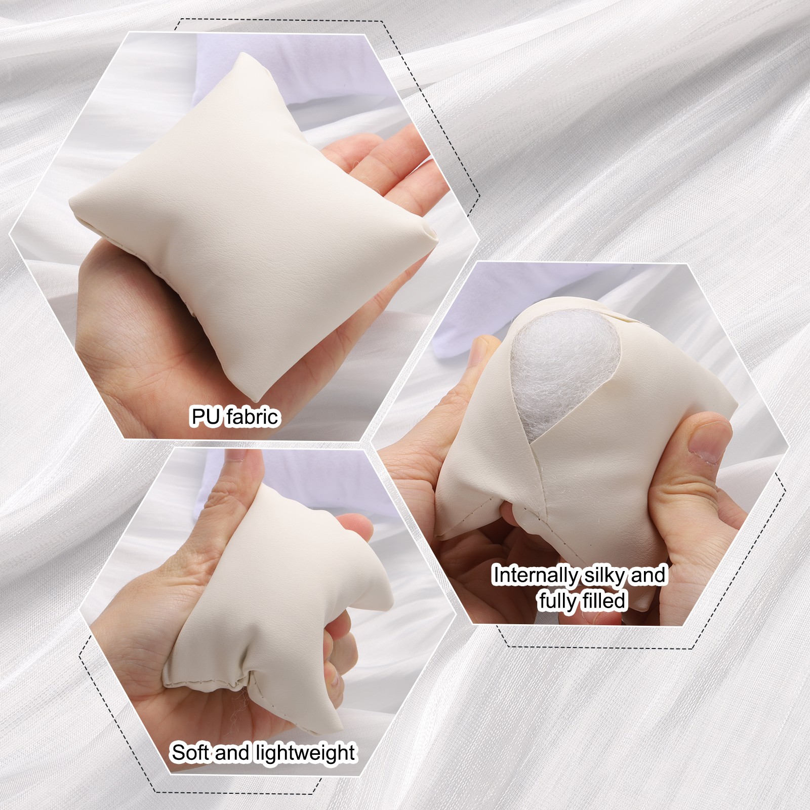 6pcs Leather Watch Pillows Jewelry Display Pillow for Bracelet White