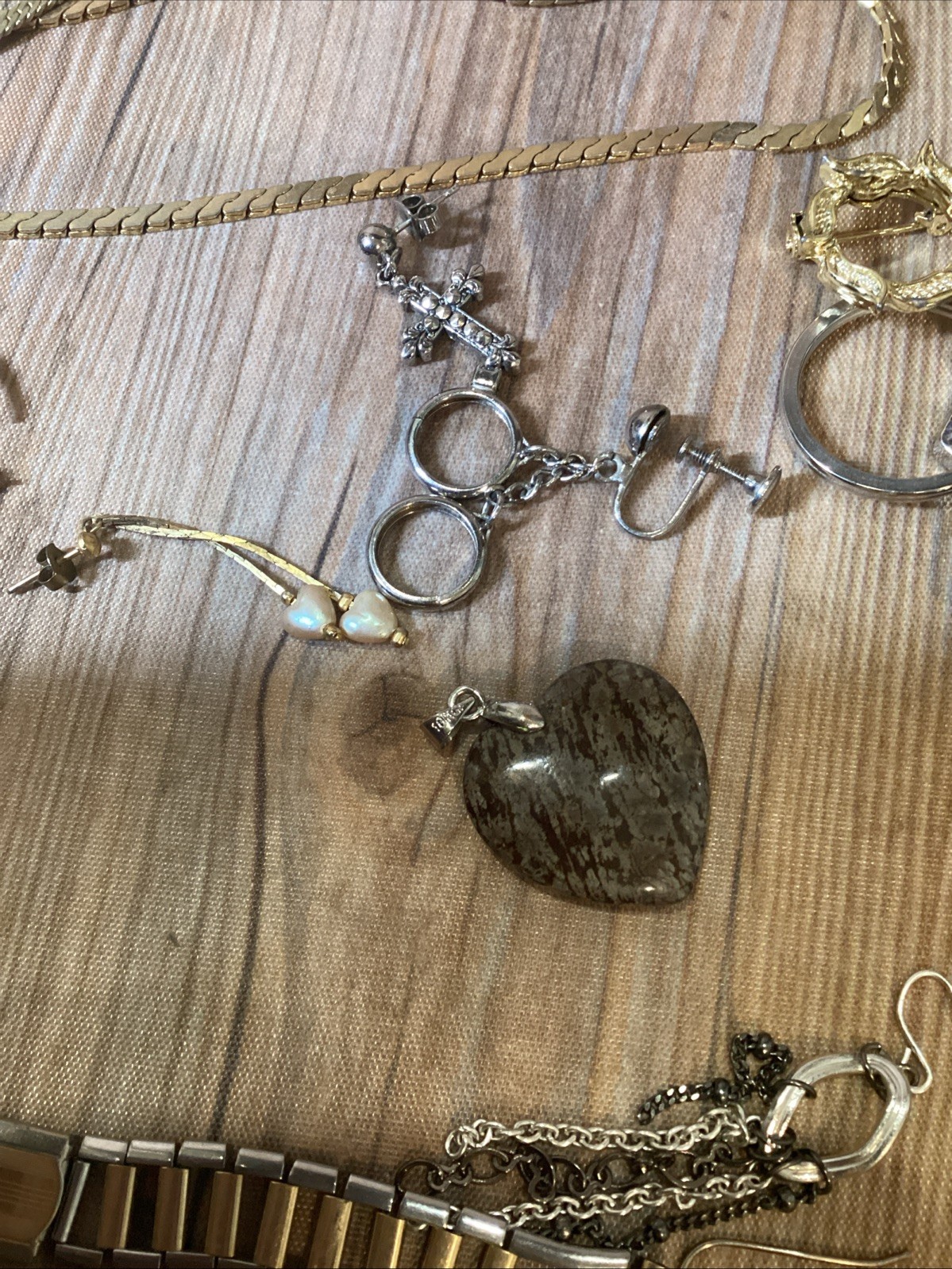 Vintage Estate Jewelery Lot Untested Gold Plated Chains 18 K GP Bail, 925