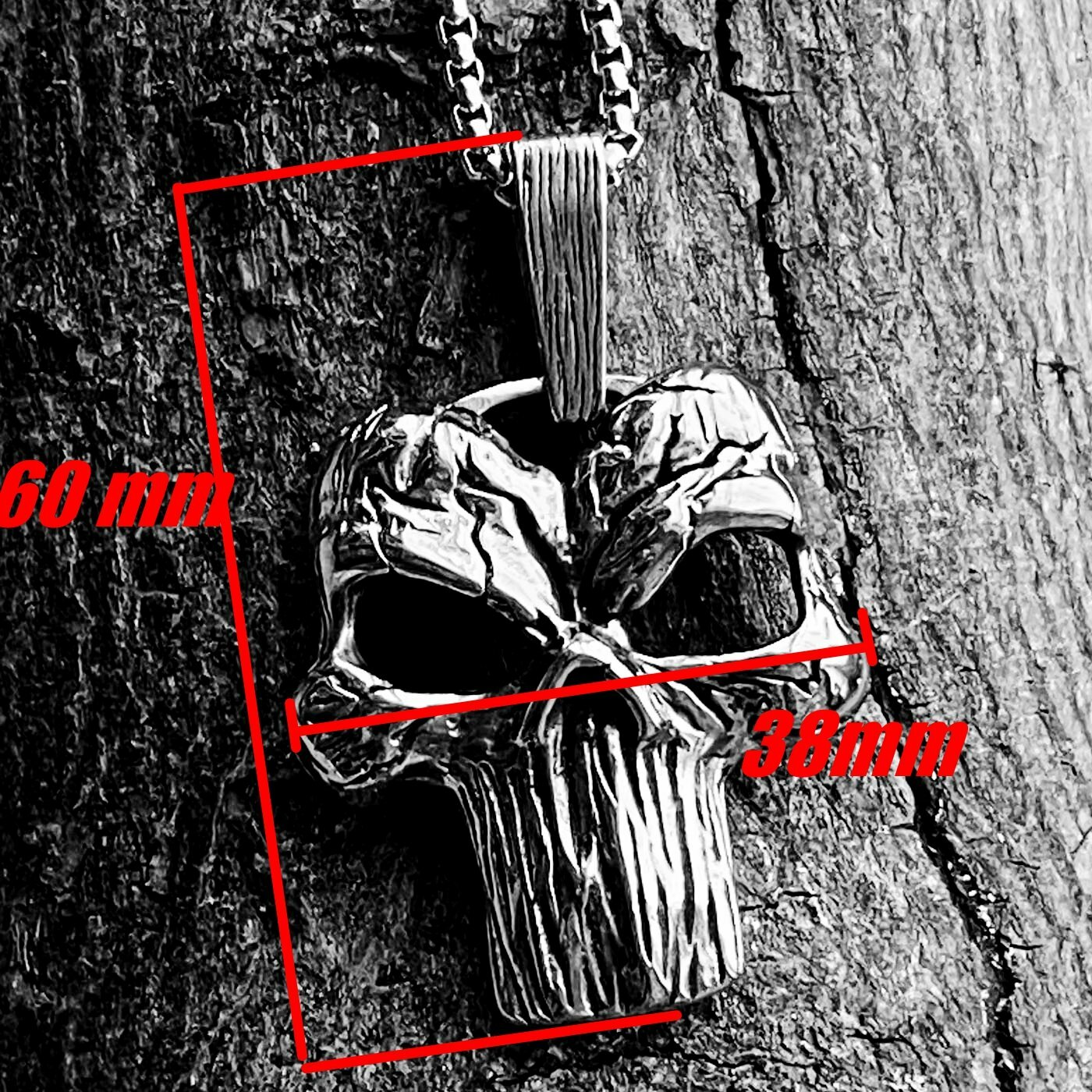MENDEL Mens Punk Biker Superhero Punisher Skull Pendant Necklace Stainless Steel