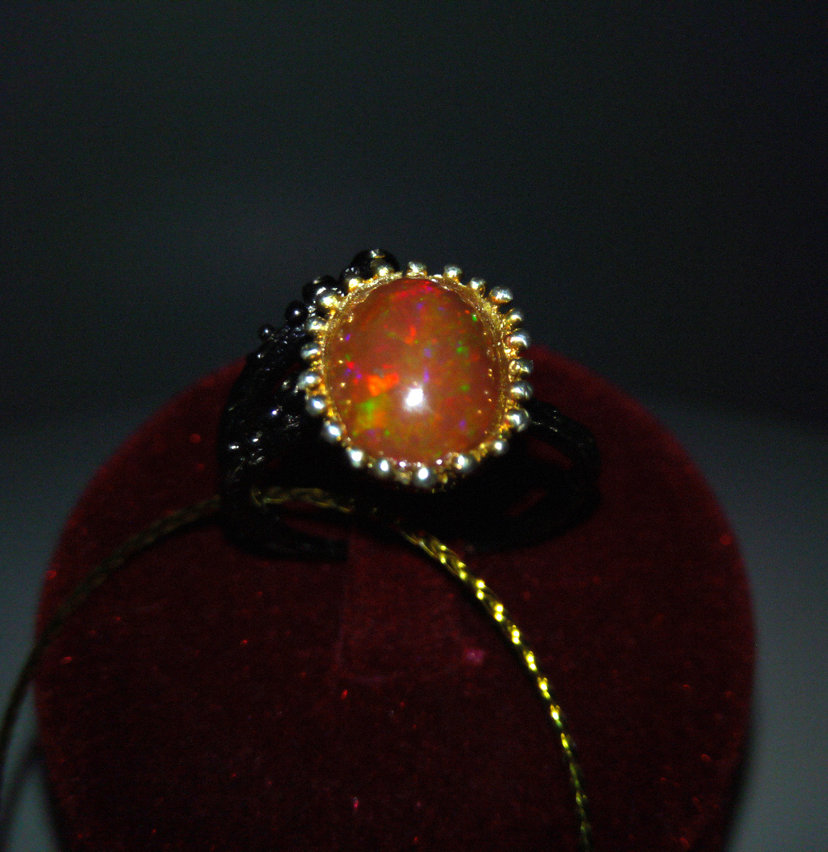 🔥🔥🔥Exclusive TOP FIRE OPAL Flower Ring in Silver and Gold, Size 17.75🔥UNIQUE