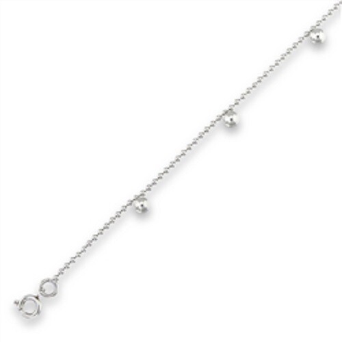Stainless Steel Ball Anklet 9.5 inches with 2 in extender