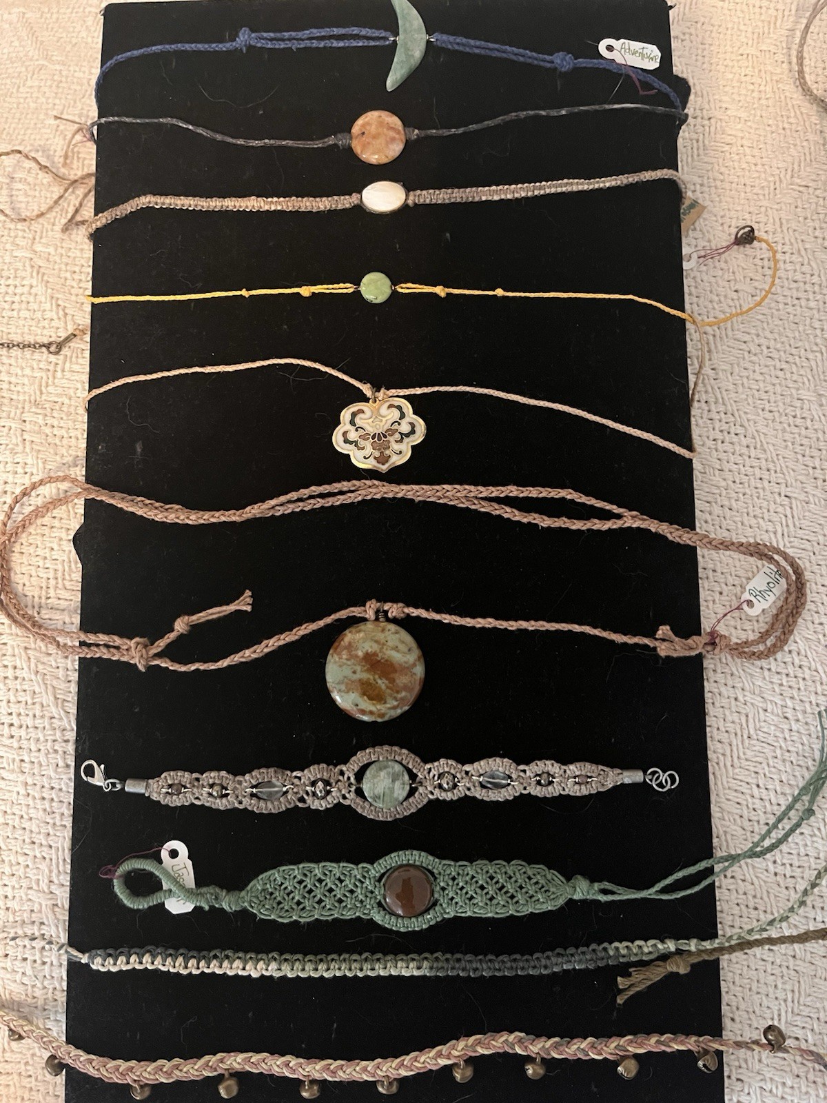Hemp Jewelry Lot Of 18 Pieces W/semi-precious Stones All New