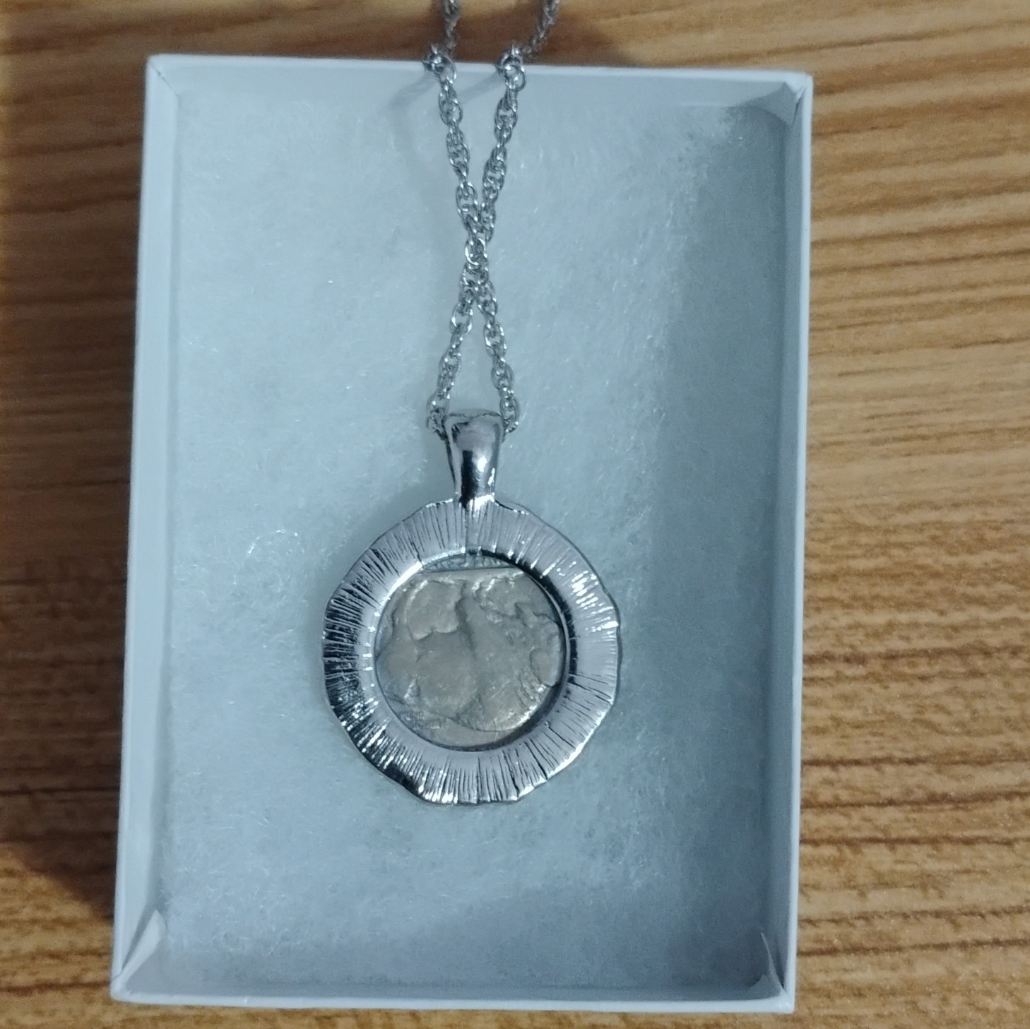 Silver Metal Coin Pendant Buffalo nickel head Necklace 24in Rope Chain Clasp