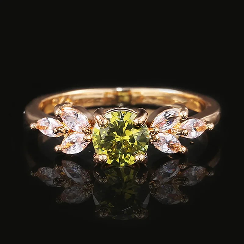 Elegant Gold Color Engagement Ring for Women Simple Proposal Fashion Jewelry