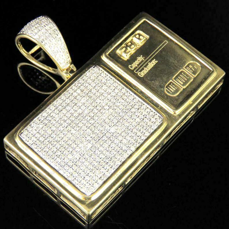 2Ct Tester Passing Moissanite Men’s Radio Pendant 14K Gold Plated Silver