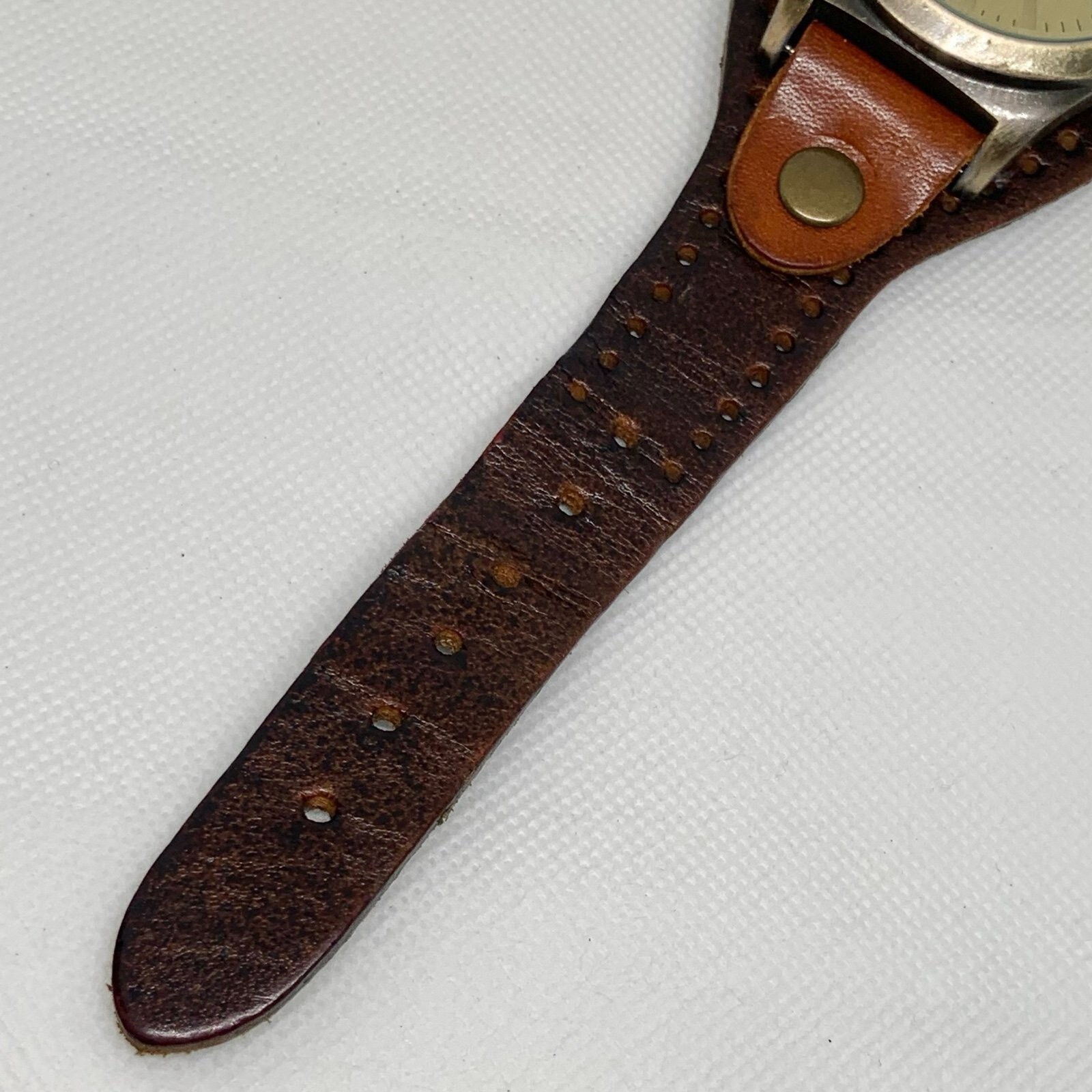 Varsales men quartz analog watch 45mm green dial brown leather running