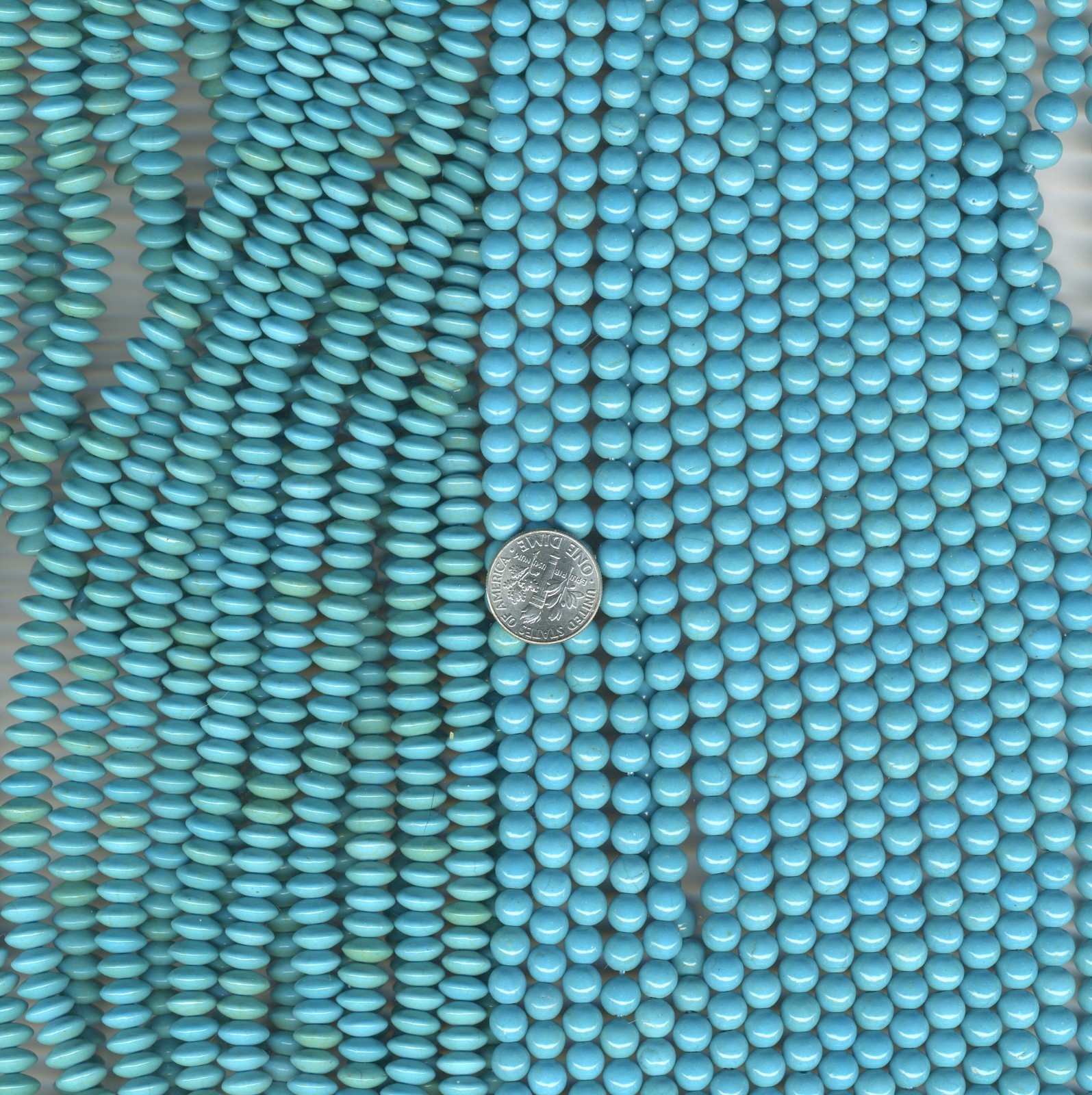 MAGNESITE Turquoise color 4x8mm saucer roundel shaped beads 16″ strand