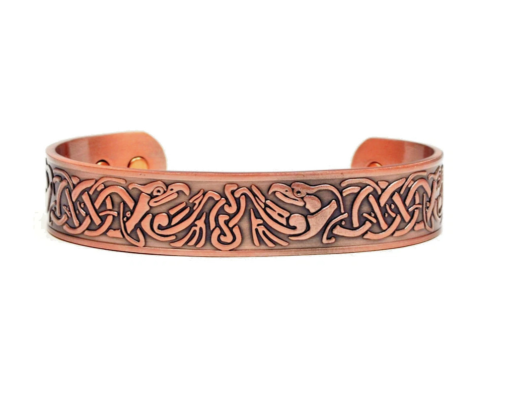 2 Pack Pure Copper Magnetic Bracelet Arthritis Pain Therapy Cuff Phoenix Bird