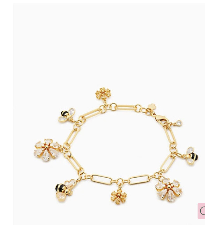 Kate Spade New York 12K Gold Plated Metal All abuzz stone bee charm bracelet