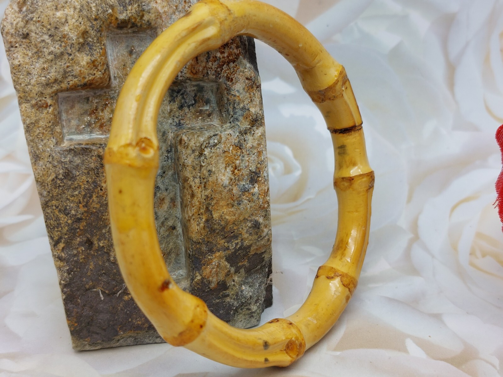 Awesome Bamboo Look Wooden Bangle Bracelet Light Brown 7.75″