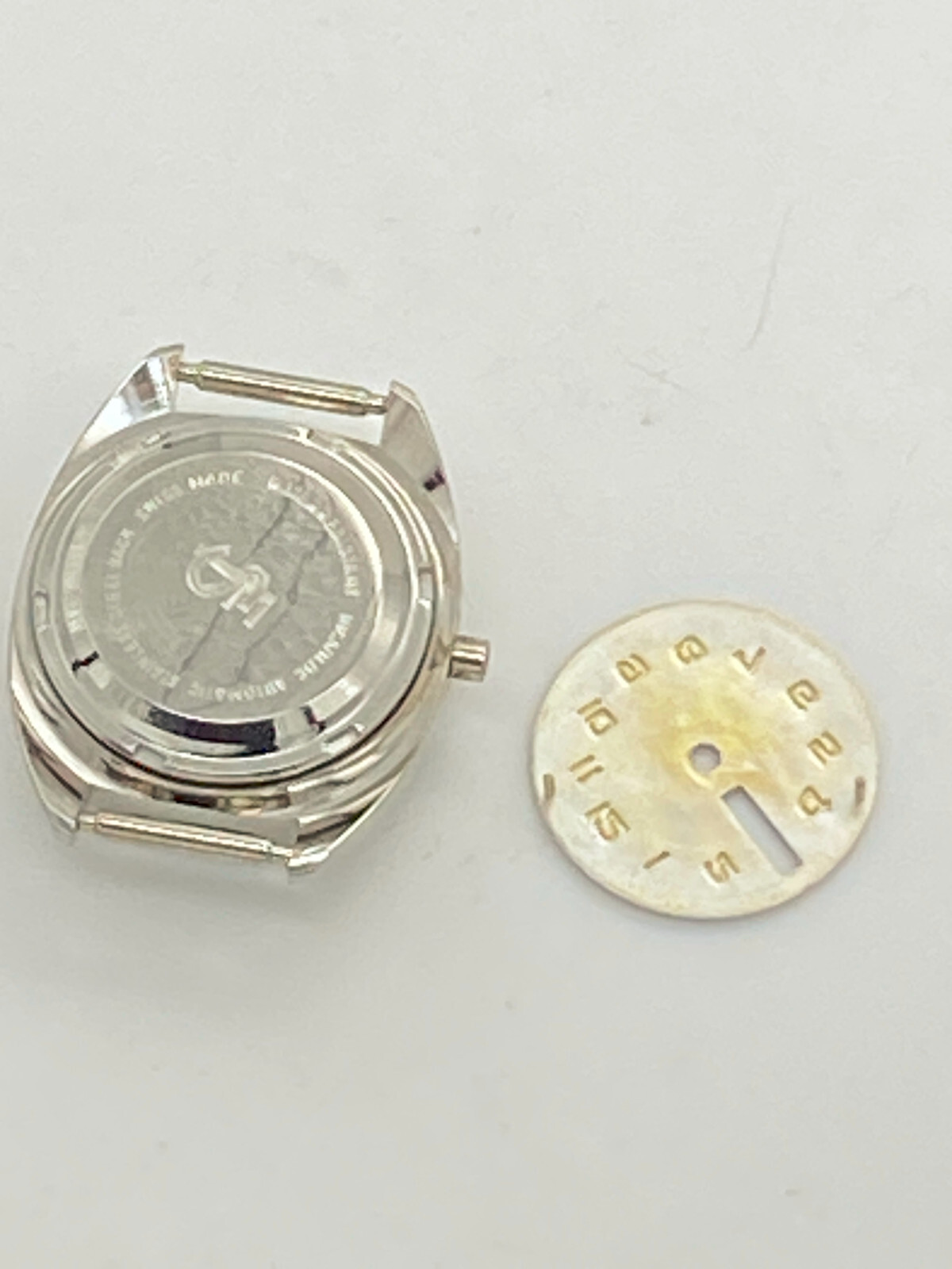 NOS STAINLESS STEEL case for ETA 2688 or 2671 with dial old stock not used